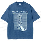 Unisex Meow Division Printed Washed Tee