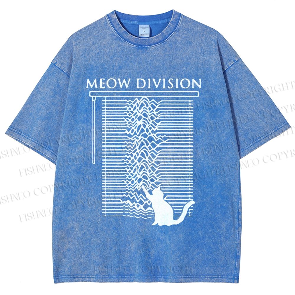 Unisex Meow Division Printed Washed Tee