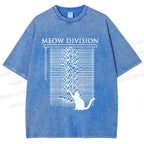 Unisex Meow Division Printed Washed Tee