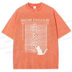 Unisex Meow Division Printed Washed Tee