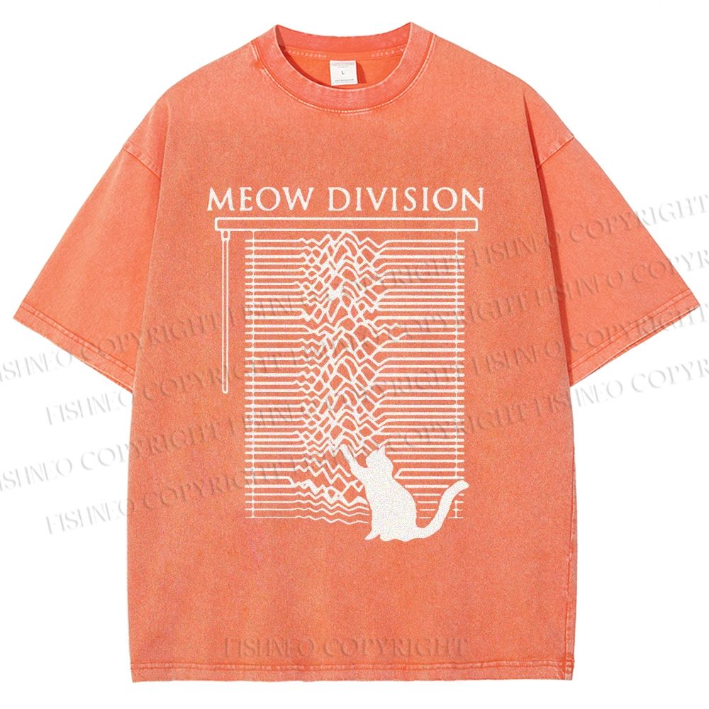 Unisex Meow Division Printed Washed Tee