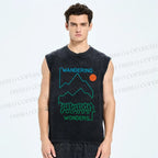 Unisex Wandering Printed Washed Tank Top