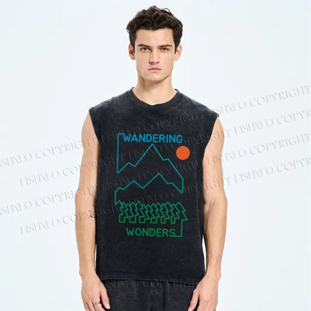 Unisex Wandering Printed Washed Tank Top