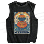 Unisex Ramen Printed Washed Tank Top