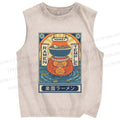 Unisex Ramen Printed Washed Tank Top