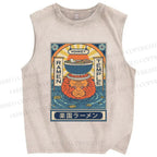 Unisex Ramen Printed Washed Tank Top
