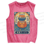 Unisex Ramen Printed Washed Tank Top