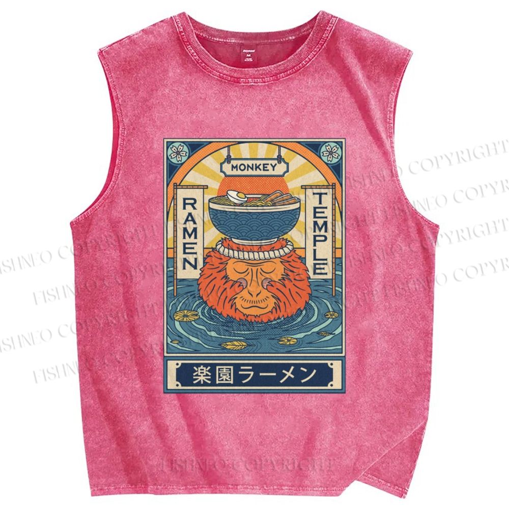 Unisex Ramen Printed Washed Tank Top