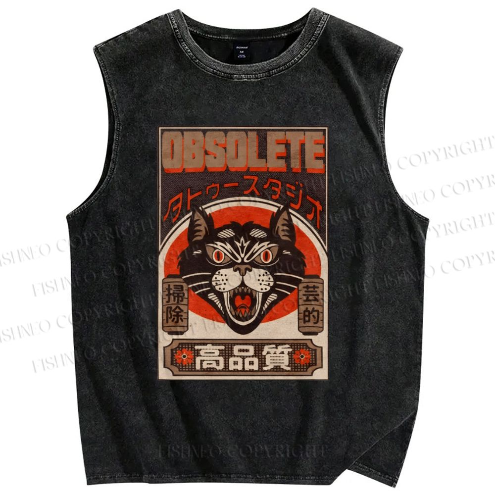 Unisex Obsolete Printed Washed Tank Top