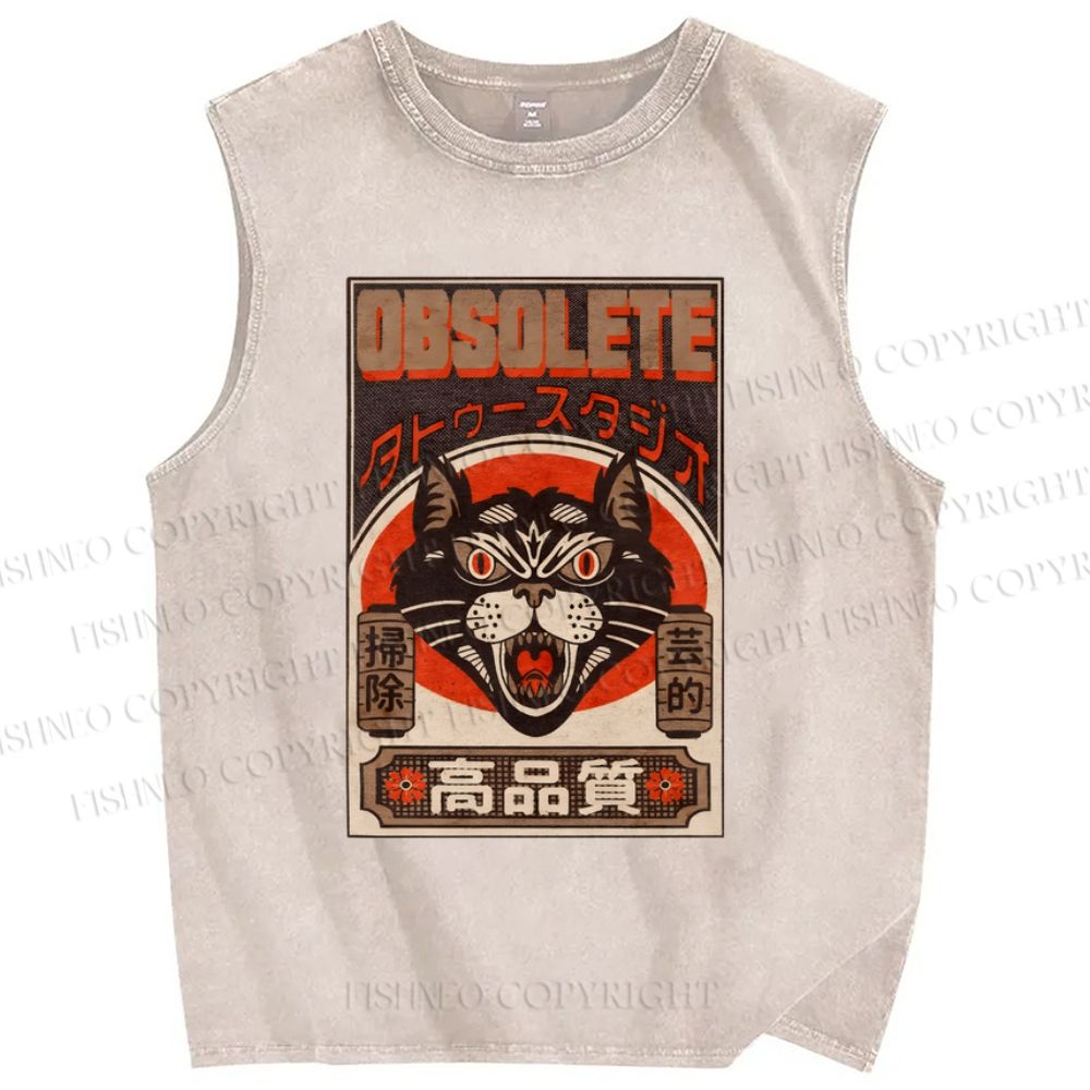 Unisex Obsolete Printed Washed Tank Top