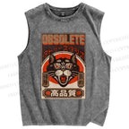 Unisex Obsolete Printed Washed Tank Top
