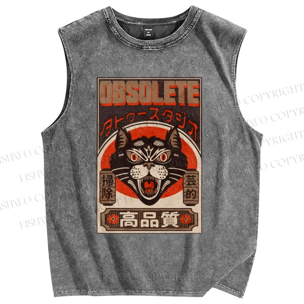 Unisex Obsolete Printed Washed Tank Top