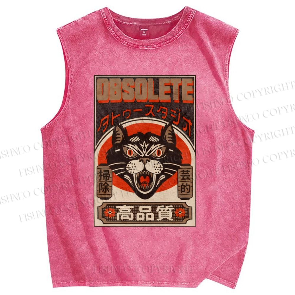 Unisex Obsolete Printed Washed Tank Top