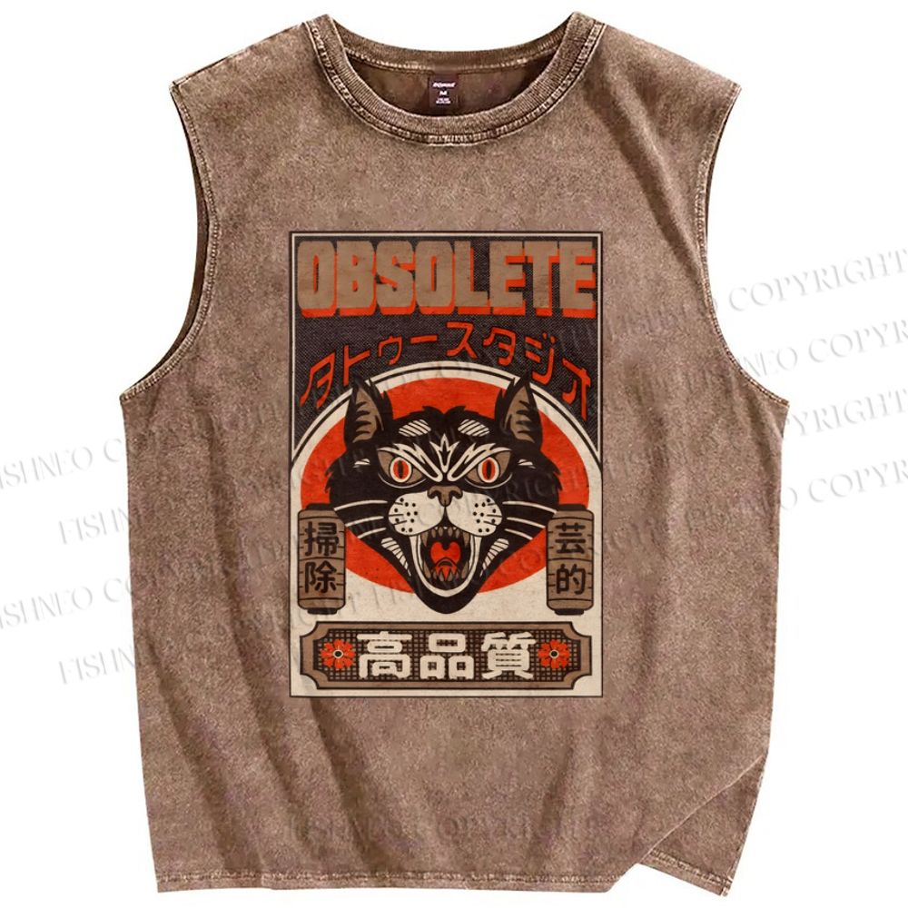 Unisex Obsolete Printed Washed Tank Top