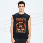 Unisex Obsolete Printed Washed Tank Top