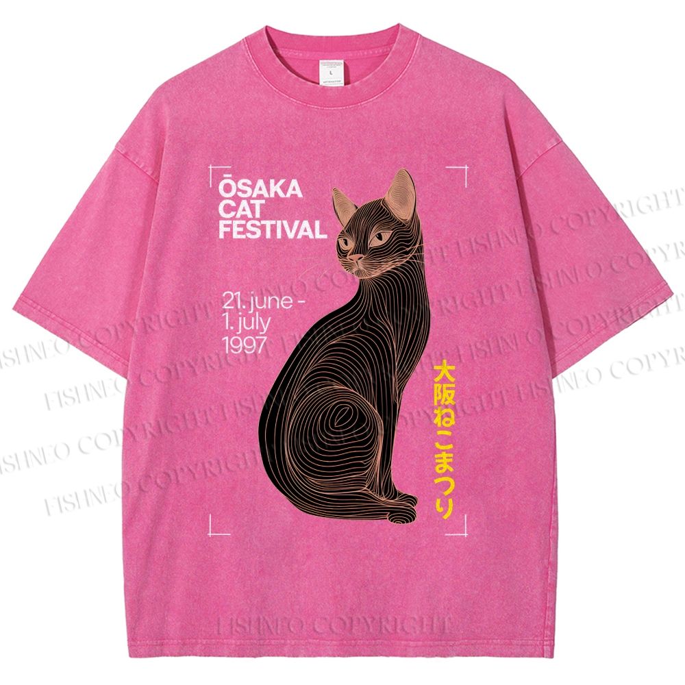 Unisex Osaka Cat Printed Washed Tee
