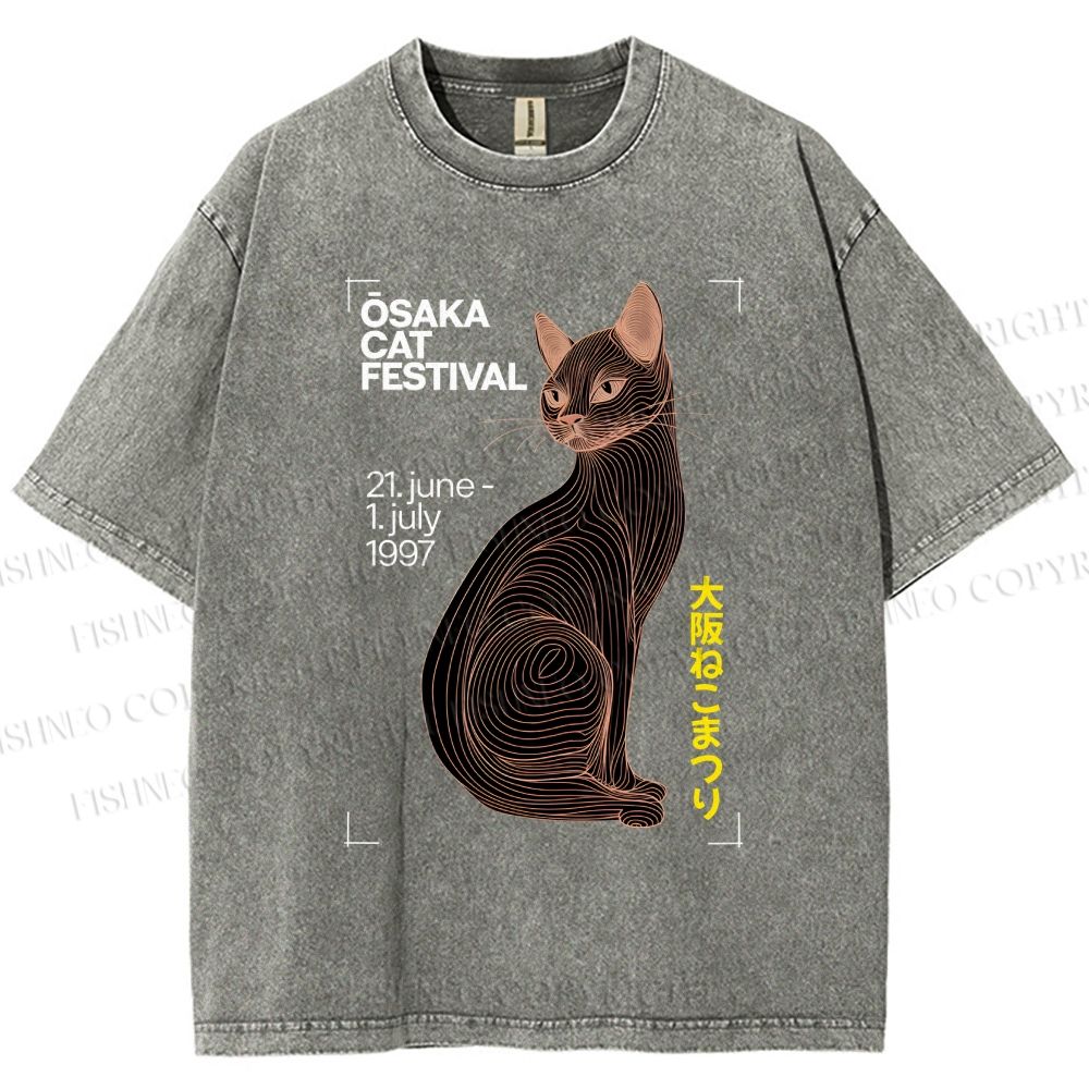 Unisex Osaka Cat Printed Washed Tee