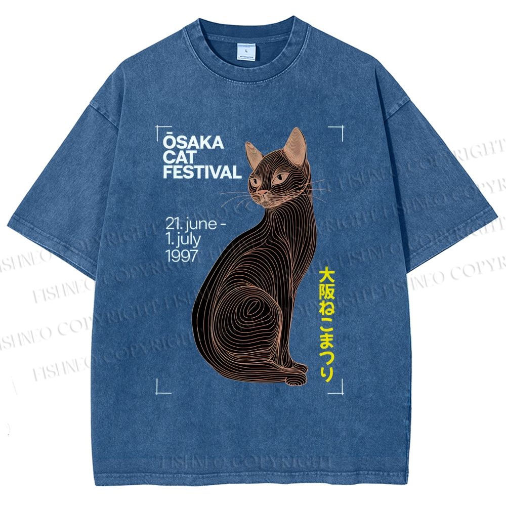 Unisex Osaka Cat Printed Washed Tee