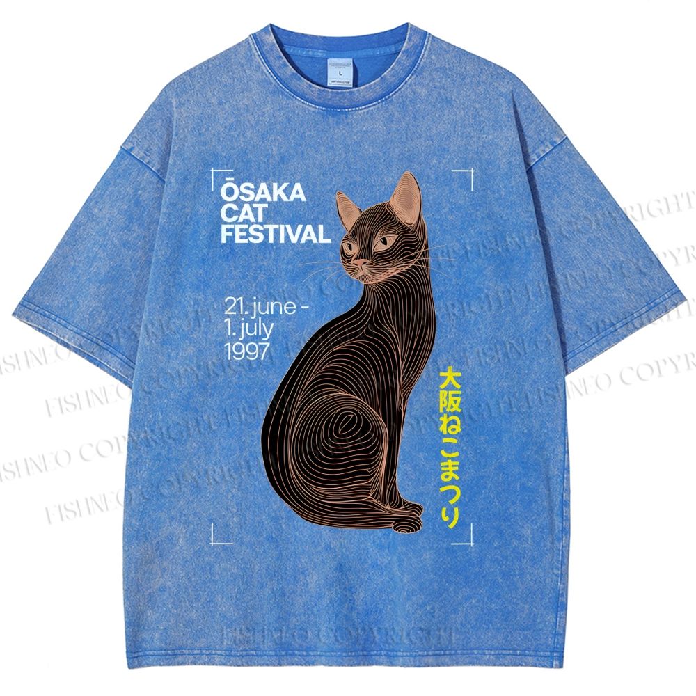 Unisex Osaka Cat Printed Washed Tee