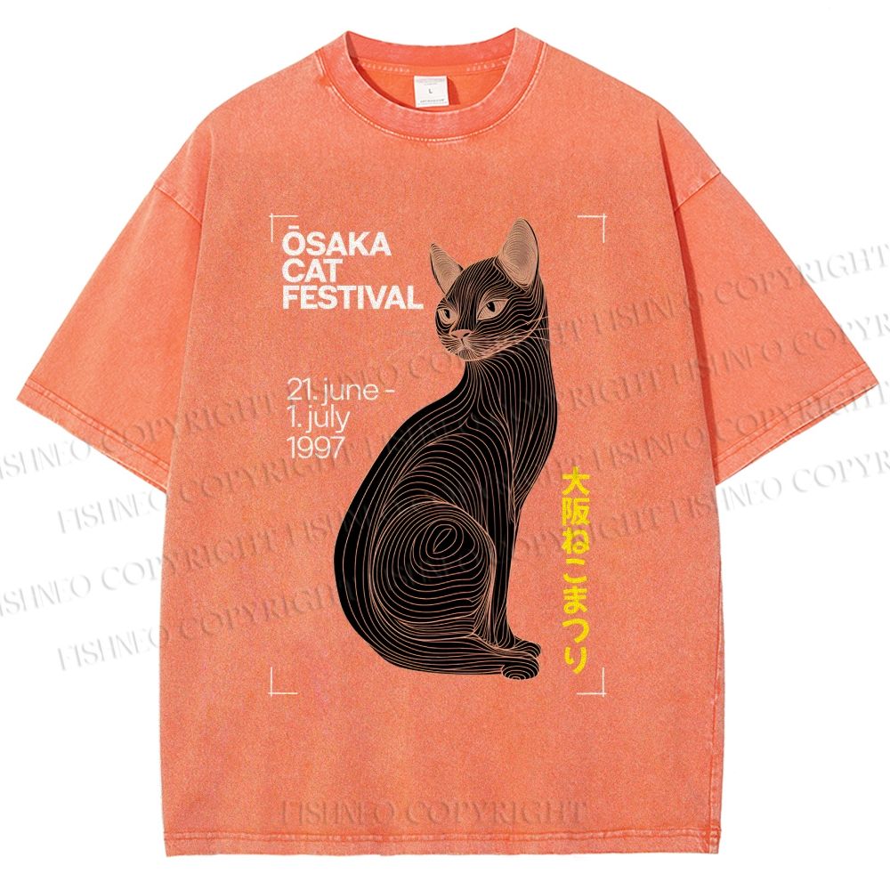 Unisex Osaka Cat Printed Washed Tee