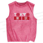 Unisex Tokyo Printed Washed Tank Top