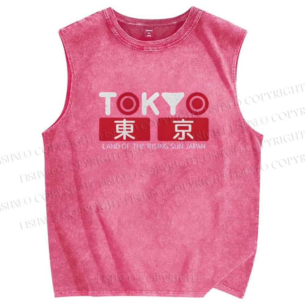 Unisex Tokyo Printed Washed Tank Top