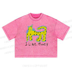 I Like Money Printed Washed Cropped T-Shirt