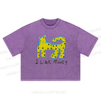 I Like Money Printed Washed Cropped T-Shirt