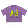 I Like Money Printed Washed Cropped T-Shirt