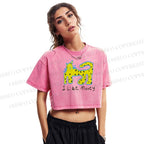 I Like Money Printed Washed Cropped T-Shirt
