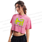 I Like Money Printed Washed Cropped T-Shirt