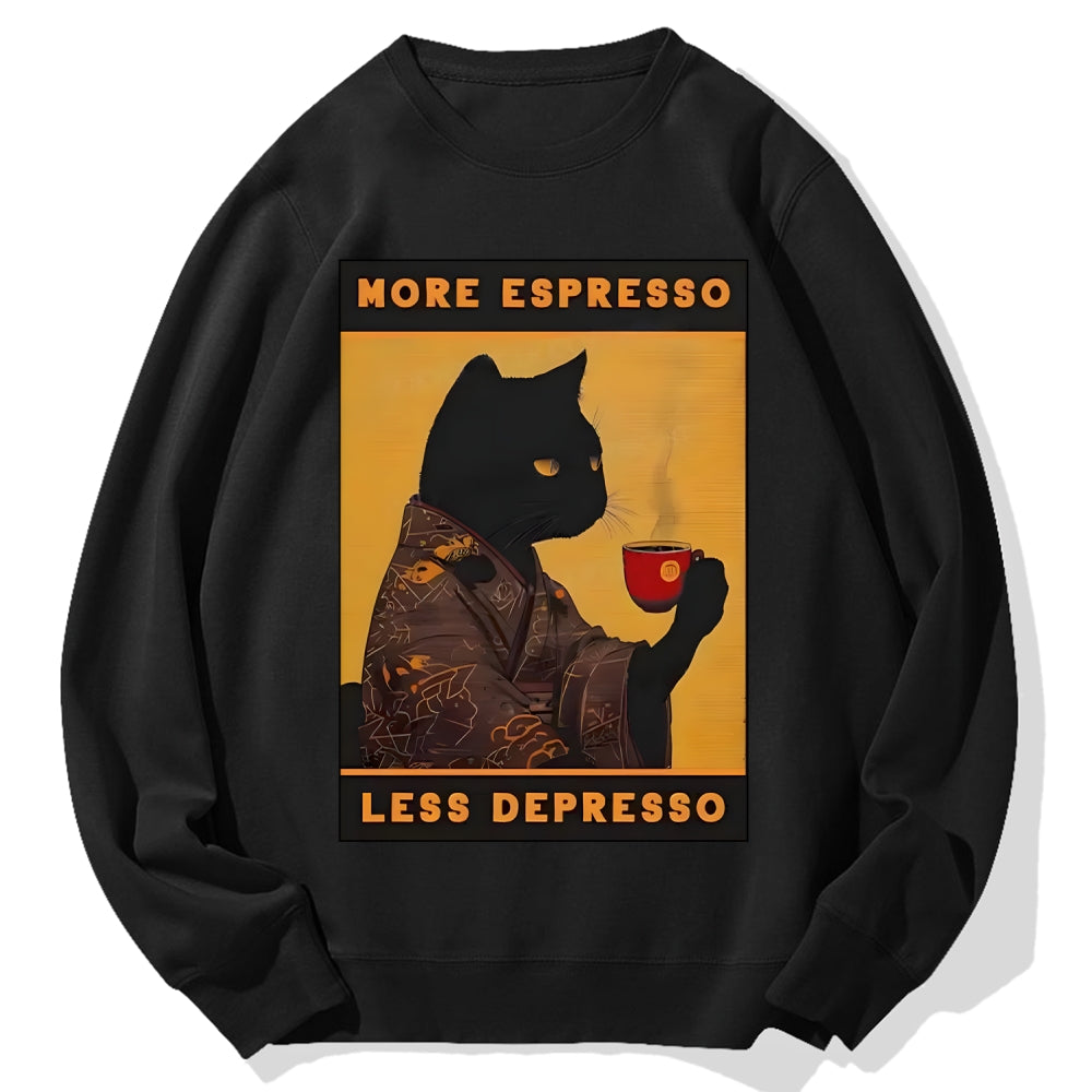 More Espresso Less Depresso Retro Cotton Sweatshirt