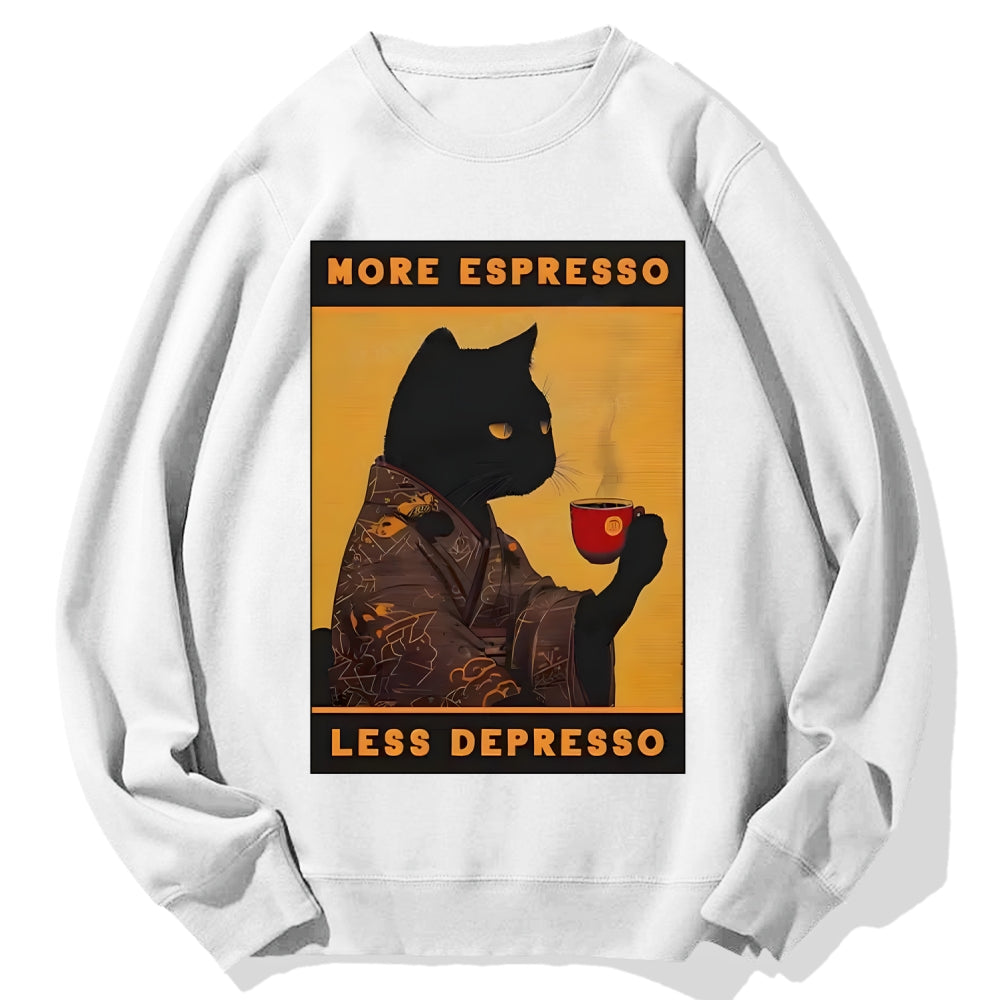 More Espresso Less Depresso Retro Cotton Sweatshirt