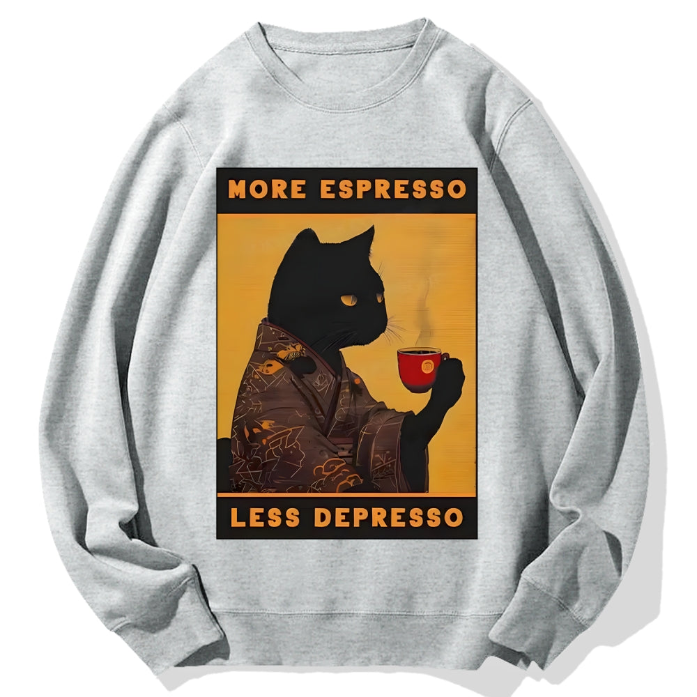 More Espresso Less Depresso Retro Cotton Sweatshirt