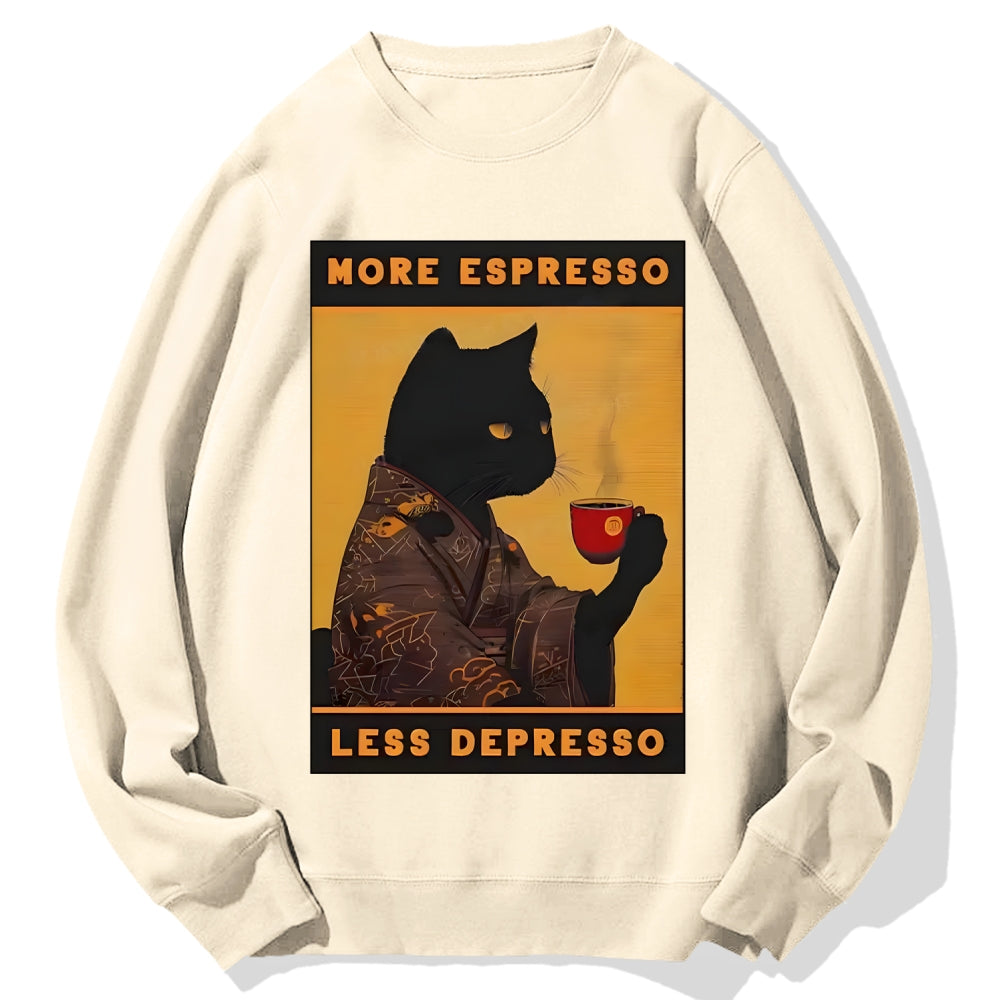 More Espresso Less Depresso Retro Cotton Sweatshirt