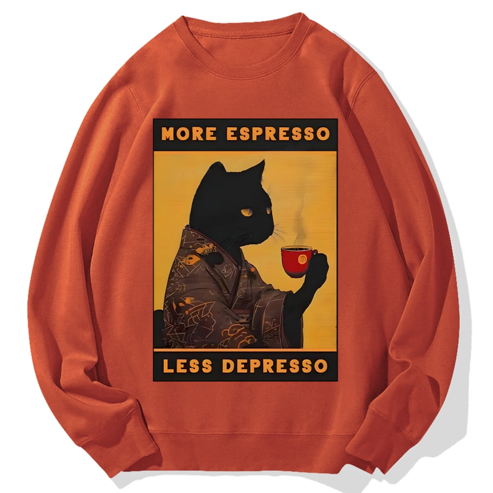 More Espresso Less Depresso Retro Cotton Sweatshirt