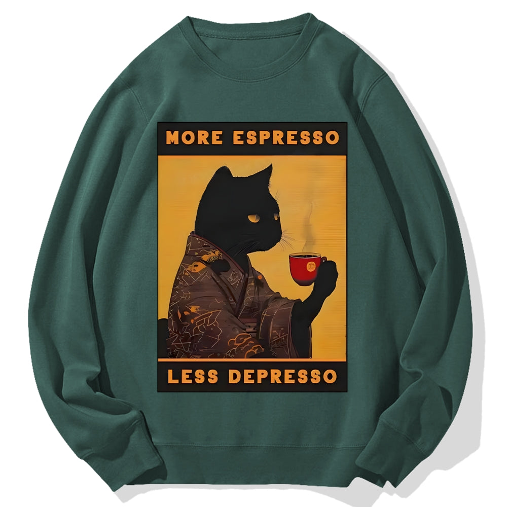 More Espresso Less Depresso Retro Cotton Sweatshirt