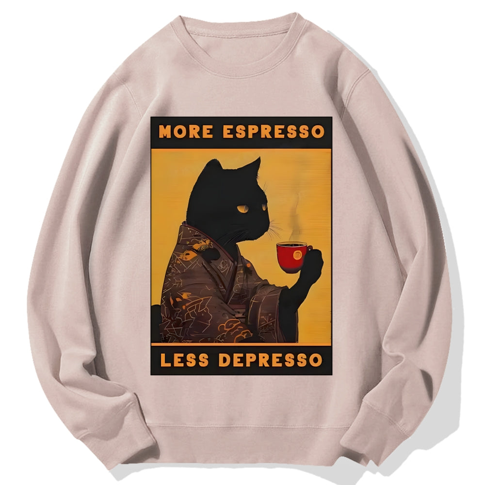 More Espresso Less Depresso Retro Cotton Sweatshirt