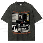 Unisex Return To Bed Cat Printed Washed Tee