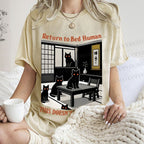 Unisex Return To Bed Cat Printed Washed Tee