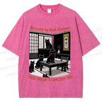 Unisex Return To Bed Cat Printed Washed Tee
