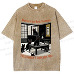 Unisex Return To Bed Cat Printed Washed Tee