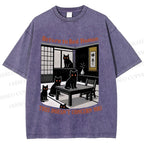 Unisex Return To Bed Cat Printed Washed Tee