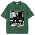 Unisex Return To Bed Cat Printed Washed Tee