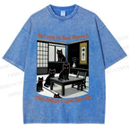Unisex Return To Bed Cat Printed Washed Tee