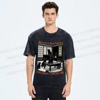 Unisex Return To Bed Cat Printed Washed Tee