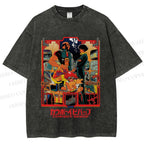 Unisex Japanese Cowboy Bebop Printed Washed Tee