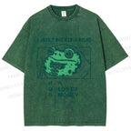 Unisex Funny Frog I Just Need A Hug Printed Washed Tee