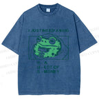 Unisex Funny Frog I Just Need A Hug Printed Washed Tee