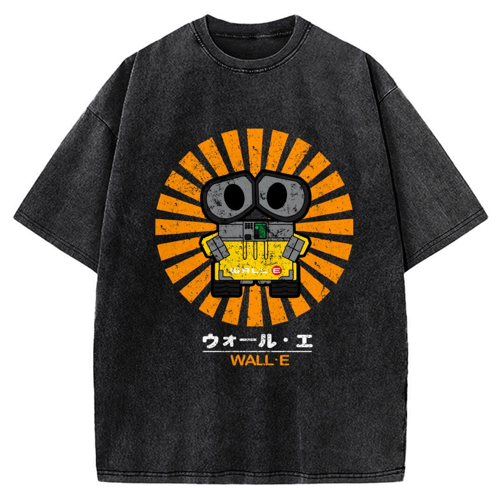 Wall E Retro Japanese Vintage Washed T-shirt